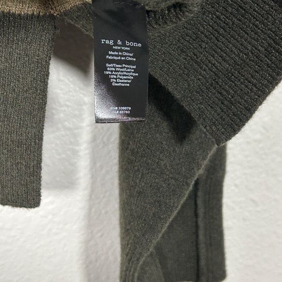 Rag & Bone women size M Bridget pullover sweater dark green wool blend back slit - Picture 11 of 12